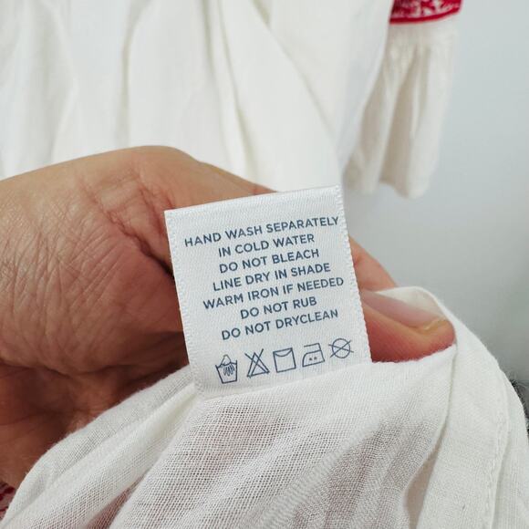 Roller Rabbit Red White Boho Embroidered Tunic Dress Cotton Size Medium - Picture 7 of 10